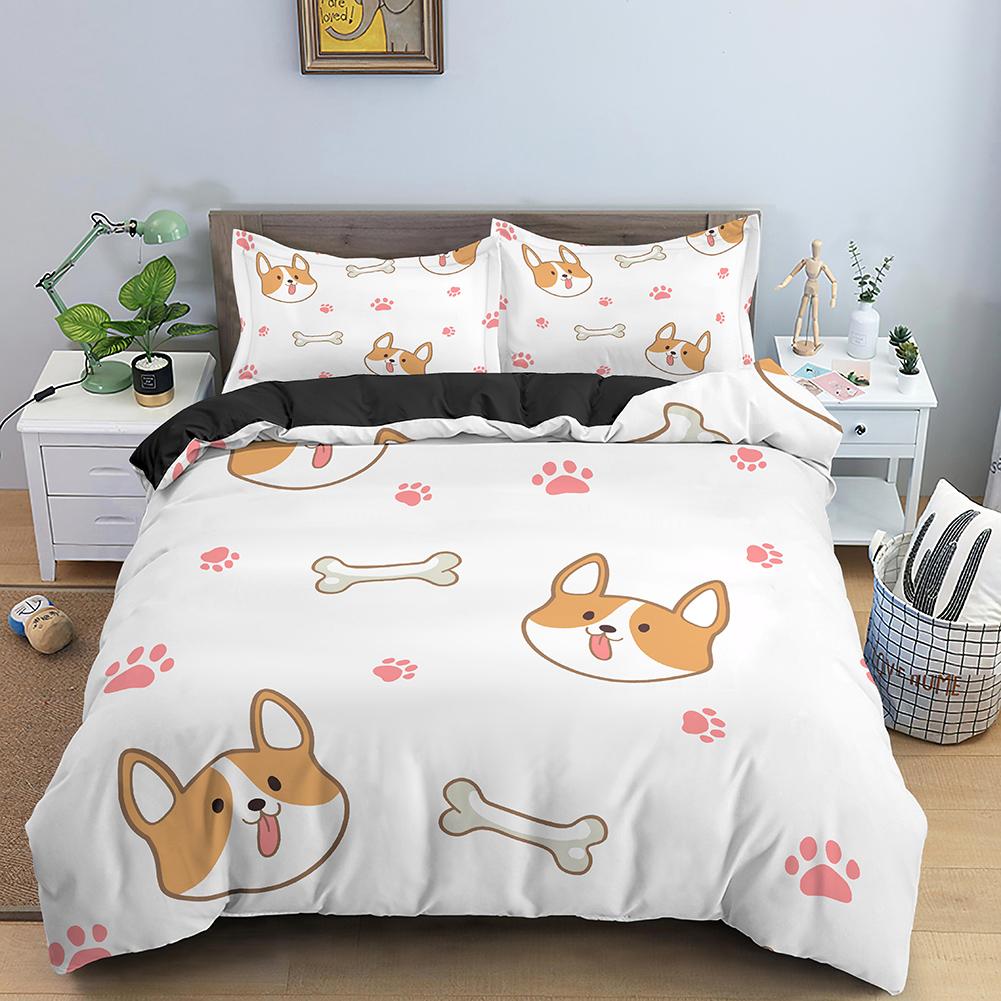 Cartoon Dog Duvet Cover King Queen Funny Pet Puppy Head Printed Bedding Set For Kids Teens Adults Animals Polyester Quilt Cover