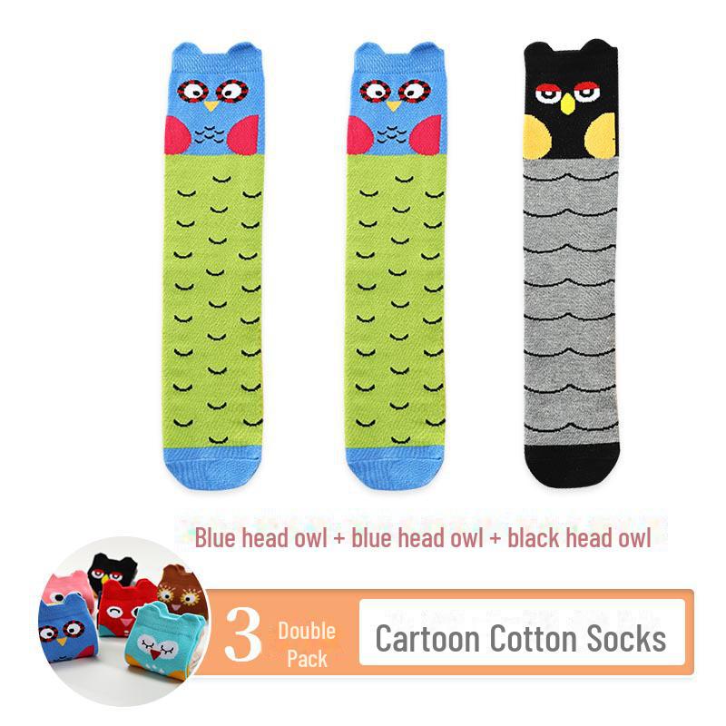 Kids' Cute Cartoon Knee-High Socks for Spring & Autumn - Mid-Tube, Long Pile Socks for Girls & Babies