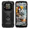 Blackview ROCK 1 Android 16 Rugged Smartphone 15000mAh/33W, 24GB RAM+256GB ROM, 16MP+13MP + 20MP Night Vision, 6.56" HD+ 2.01" Dual-Screen, IP69K/NFC