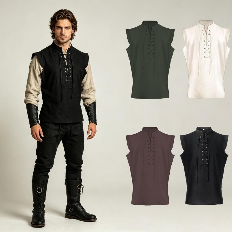 Mens Medieval Vintage Halloween Costume Fantasy Stage Performance Top