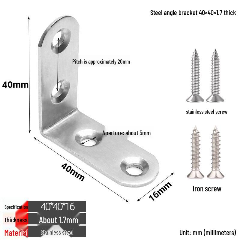 Stainless Steel 90° L-Shaped Thickened Angle Bracket Connector