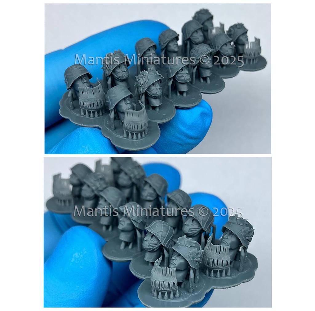 Mantis Miniatures Scale WWII German Camouflage Masked 6 2 Resin MAC60 1/35 Headset, Types, Sizes, 12-Piece Kit, (Human)