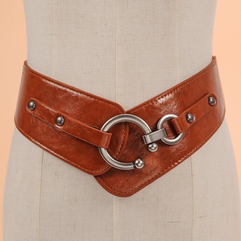 Korean version of fashion wide waist seal women, new versatile women's elastic belt elastic, European and American diagonal wide belt women
