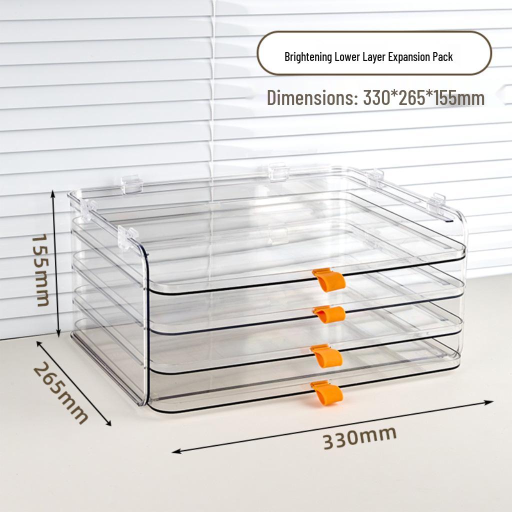 Stackable Transparent Desktop File Organizer with Pull-out Shelves