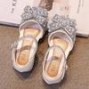 Korean girls' leather shoes summer dress foreign gas crystal shoes 2025 new children's baby sparkling rhinestones