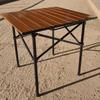 1.2m Walnut Round Folding Camping Table - Carbon Steel, Roll-Up, Portable BBQ Table
