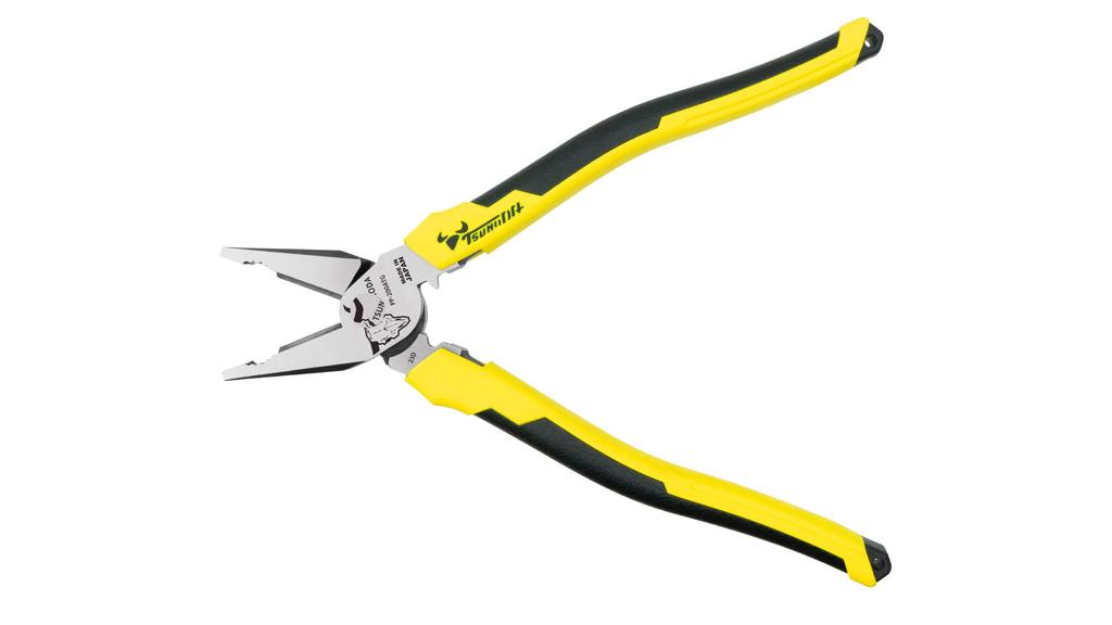 TSUNODA Electrician's Power Pliers, 200mm, Crimping Function, Eccentric, for Electrical Work, PP-200ATG