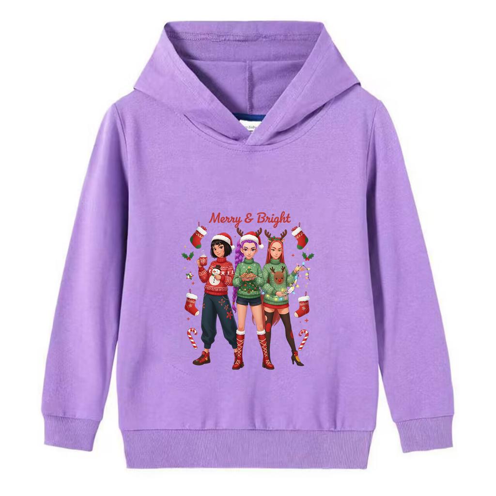 Frohe Weihnachten! Hexenjagd Mädchen und Jungen Kapuzenpullover, Neuartiger Weihnachts-Pullover, Feiertags-Pullover, Sweatshirt