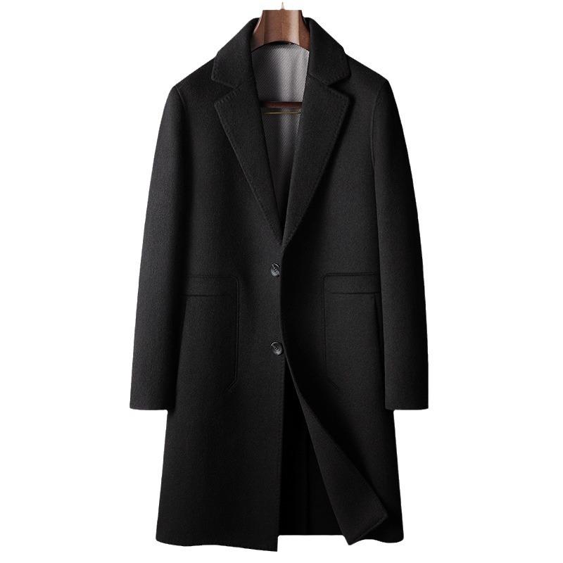 Autumn and Winter Medium and Long Suit Collar Double-sided Woolen Trench Coat, Youth Business Warm Woolen Coat