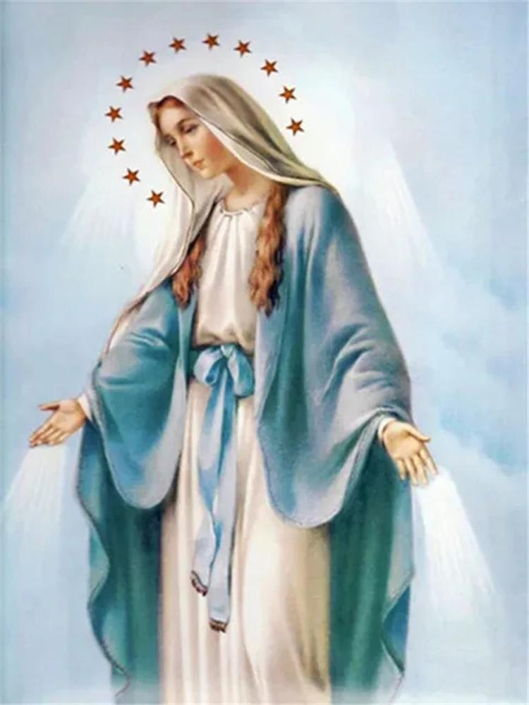 5D Virgin Mary Diamond Cross Embroidery Full Diamond Embroidery Full Circle Square Mosaic Christian Home Decoration Religion