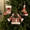 Cute Christmas Tree Pendant Glove Clothing Xmas Sock Hanging Ornament Grid Christmas Decorations Party Favors
