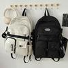 Simple solid color casual backpack high value junior high school student schoolbag large capacity versatile tooling backpack