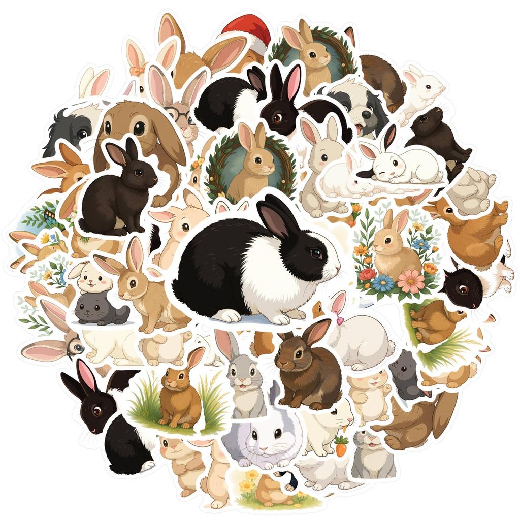 35pcs Whimsical Rabbit Stickers Cute Cute Animals Animal Stickers  Stickers For Guitar Laptop Helmet Skateboard Suitcase