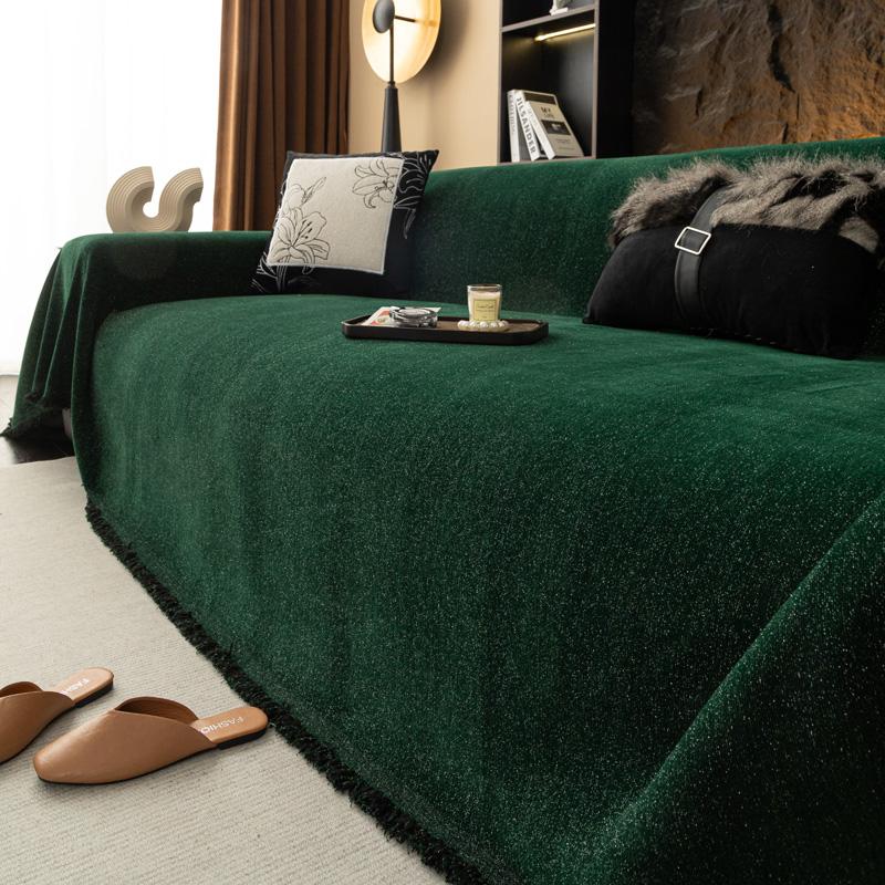 

Утолщенный шенилл хлопчатобумажная нить чехол для дивана одеяло простая подушка Ins ветрозащитное полотенце для волос модное одеяло для обеда полотенце для дивана 180*230cm зелёный