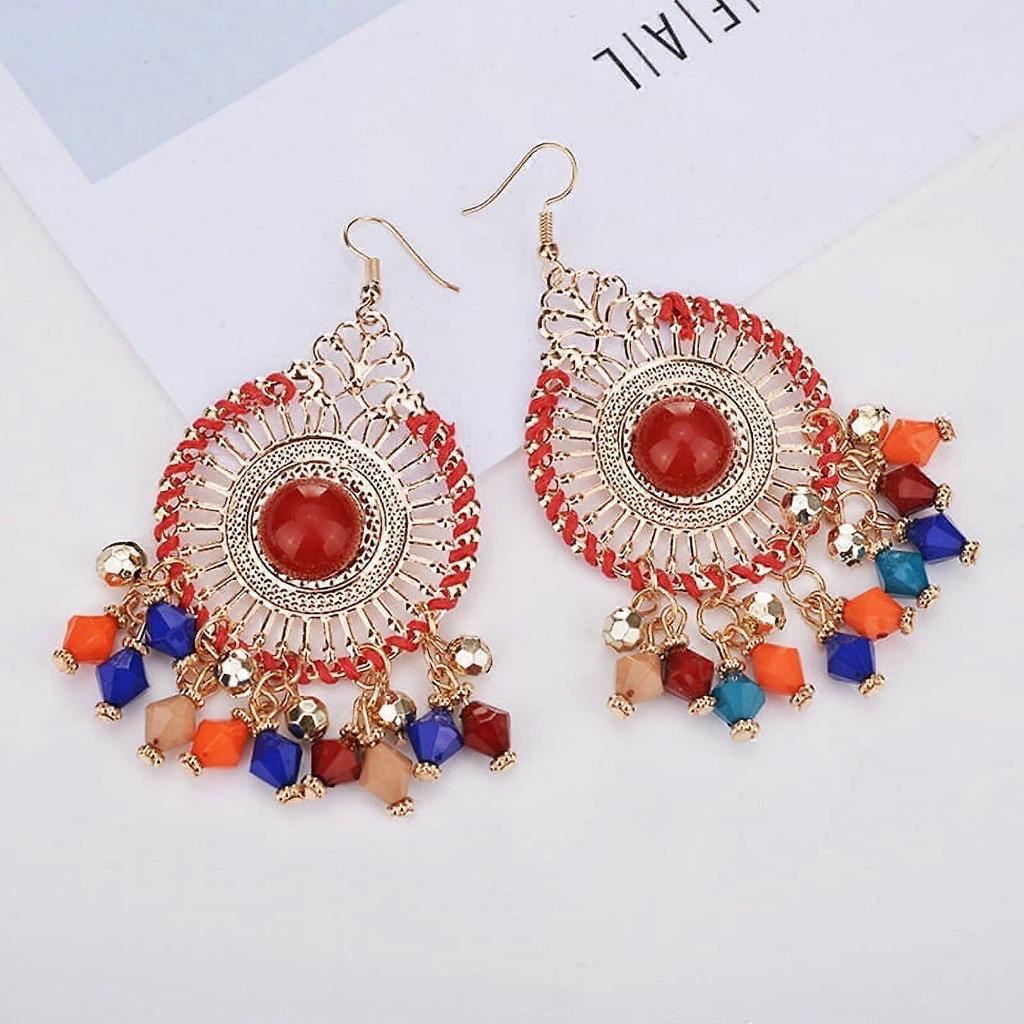 a Pair of Ethnic Style Travel Earrings Holiday Vintage Handmade Bohemian Style Earrings Tassel Eardrop Jewelry