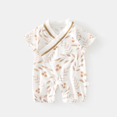 Newborn Baby Short Sleeve Romper Summer Ultra-thin V-Neck Cotton Toddler Jumpsuit Cartoon Print Infant Bodysuits For 0-12Months