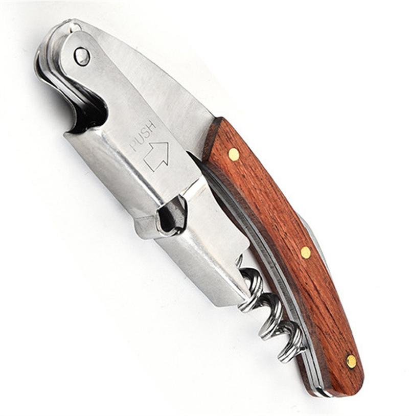Wood Handle Corkscrew Professional Wine Opener Portable Screw Corkscrew Multifunction Beer Cap Bottle Opener Kitchen Bar Tool