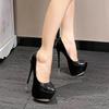 Fashion Thick-soled High-heeled Shoes Large Size 45 Sexy Slip-on High-heeled Shoes Wedding Shoes Banquet Shallow-mouth Heel Height 16cm