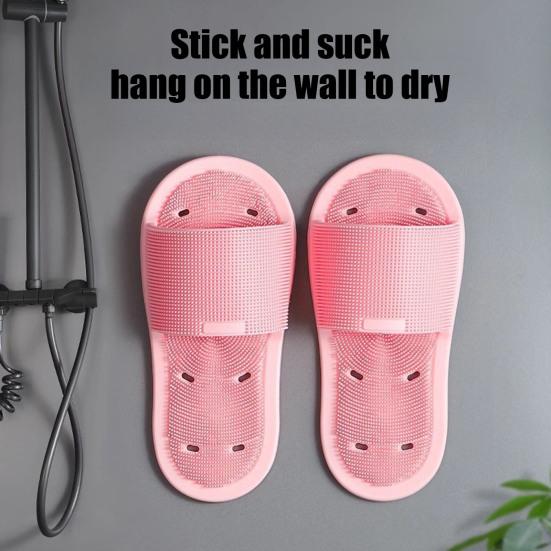Foot Scrubber Massage Slippers Feet Cleaner Silicone Bristles Slippers Shower Slippers with Anti-Slip Suction Cups for Exfoliating Cleaning Foot
