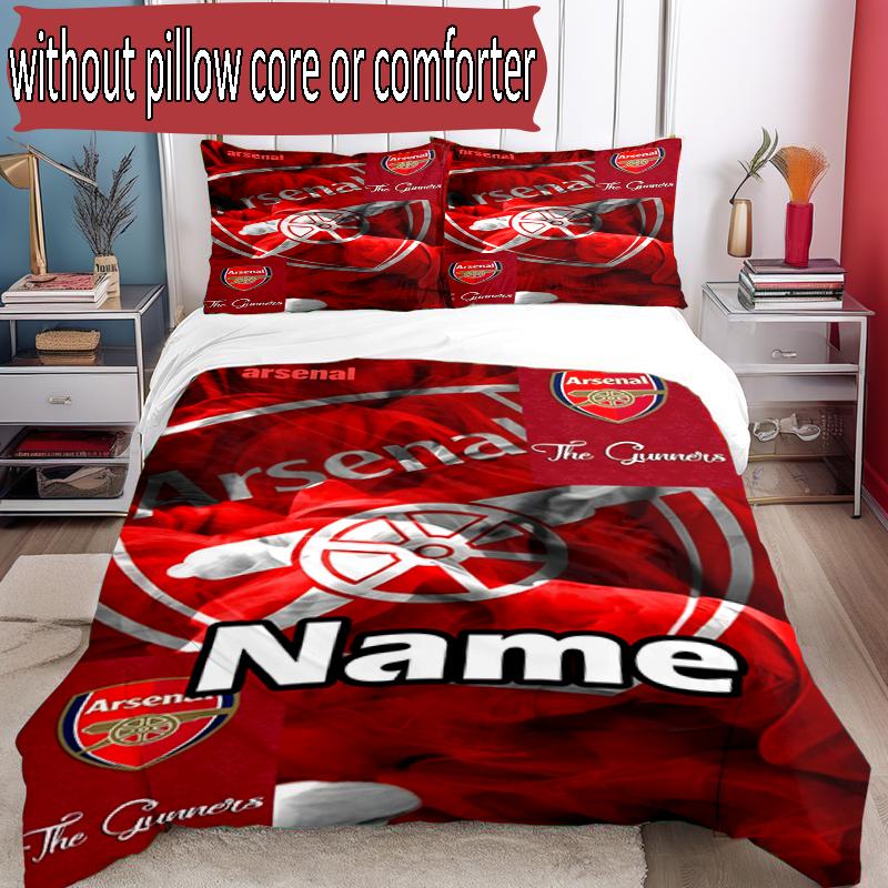 3pcs Duvet Cover Set (1*Duvet Cover + 2*Pillowcase, Without Core), Custom Name Arsenal F.C Pattern Bedding Set, Home Bedroom Decor Gift