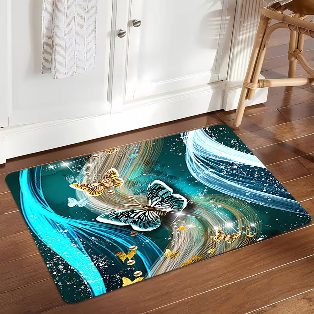 Butterfly Garden Wall Mural Decoration,Carpet,Living Room,Bedroom, Non-slip,Square rug