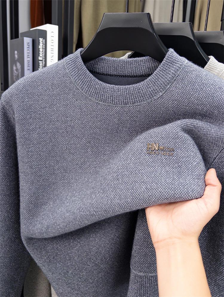 Men's Winter Thickened Mink Wool & Velvet Knit Sweater - Warm, Casual Fashion Pullover for Middle-Aged Men