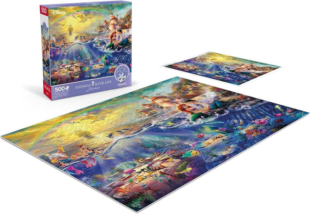 Ceaco - Foil Puzzle - Disney - Thomas Kinkade - The Little Mermaid - 500 Piece Jigsaw Puzzle