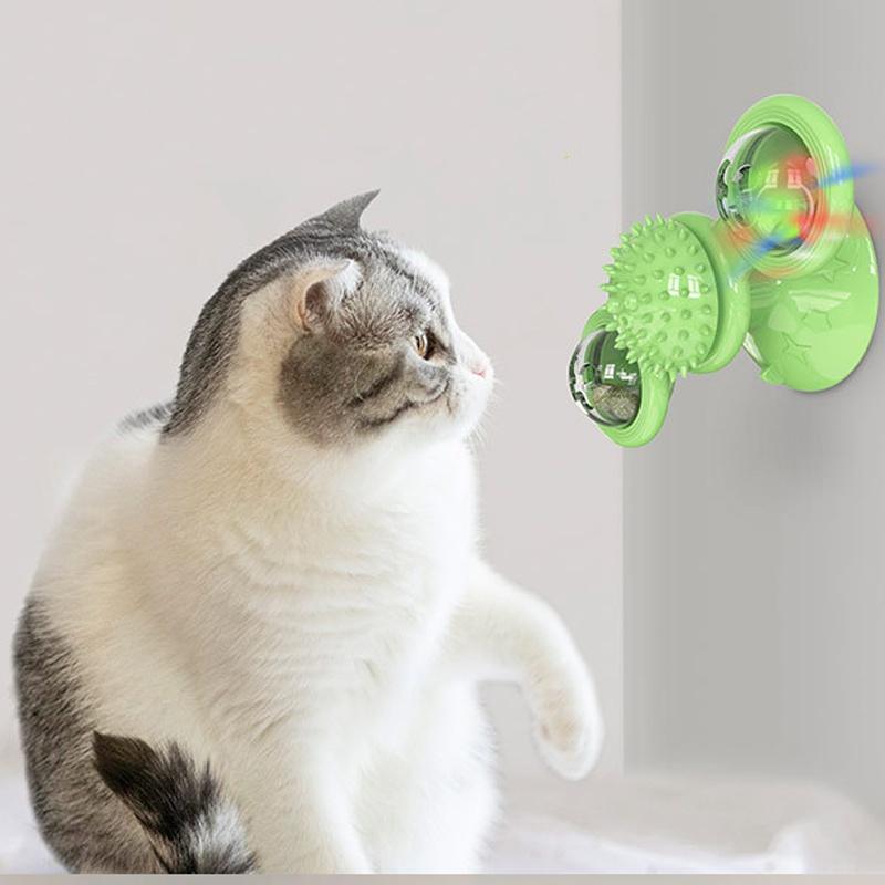New Windmill Cat Toy Turntable Teasing Pet Toy Scratching Tickle Cats Hair Brush Funny Entertainment Toy for Cat