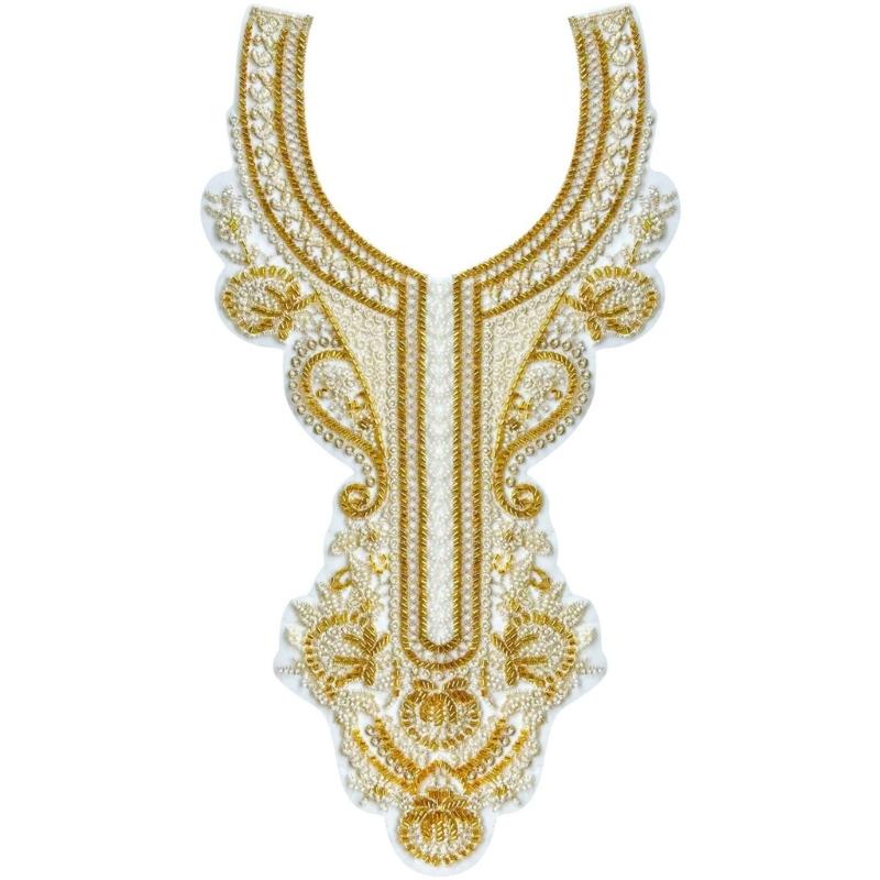 Вышитая бисером аппликация для свадебного платья вечернего платья нашивки на воротник нашивки, пришиваемые бисером кружевная аппликация 1