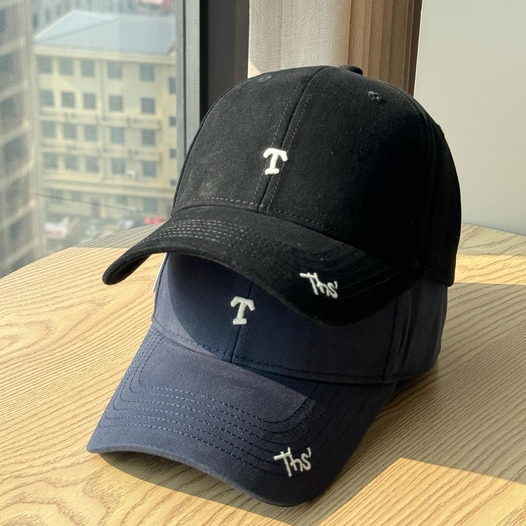 New simple letter embroidery big head circumference wide brim baseball cap for men and women traveling versatile and showing face small hard top cap