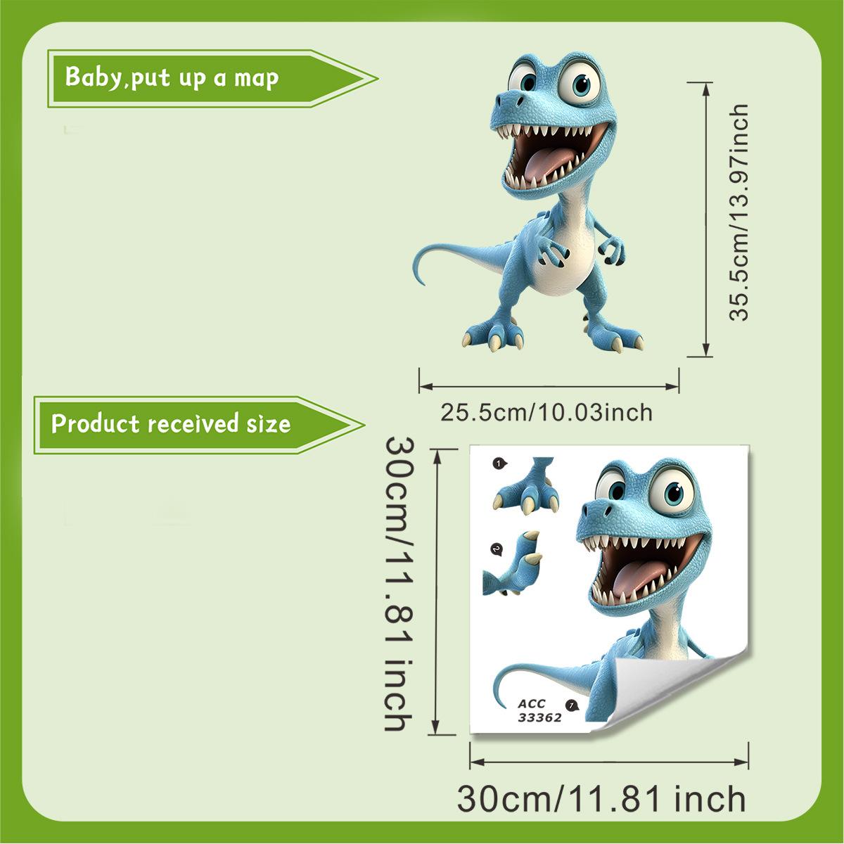 

Cartoon Blue T-Rex Wall Stickers, Dinosaur Theme Removable Self-Adhesive for Kids Room & Living Room Decor 30x30cm різнокольоровий