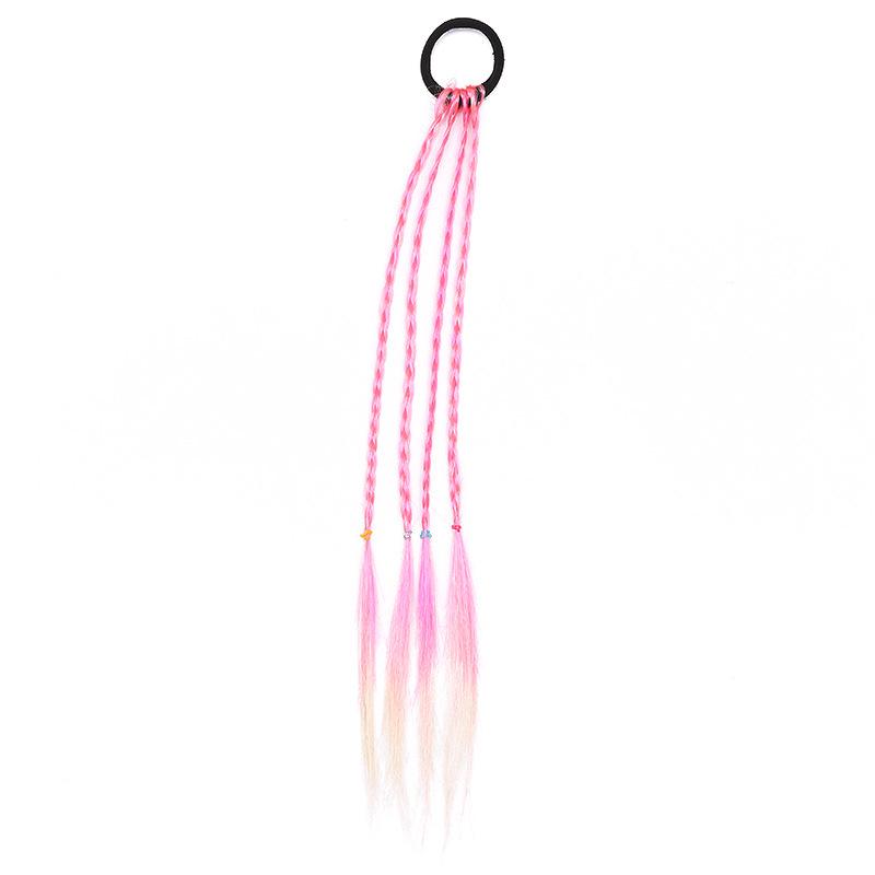 Adorable Princess Twisted Braid Wig Hair Tie - Elastic Ponytail & Fashionable Hair Accessory for Girls