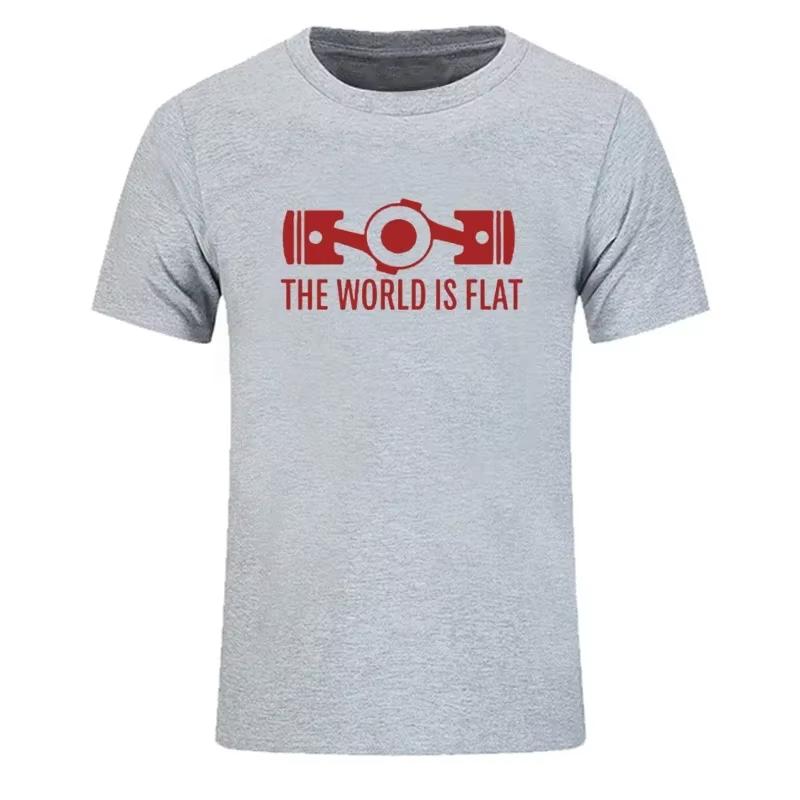 New Summer The World Is Flat Engine T Shirt Short Sleeve Custom T-shirt Style Men O-neck Cotton TShirt Fashion Streetwear Tees