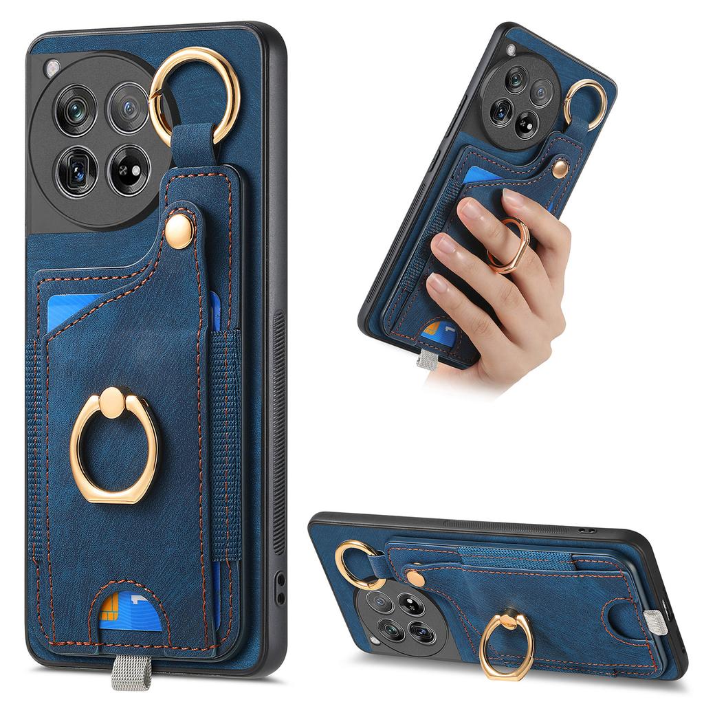D6 For OnePlus 12 5G Case Leather+TPU Phone Cover with Ring Kickstand Card Bag