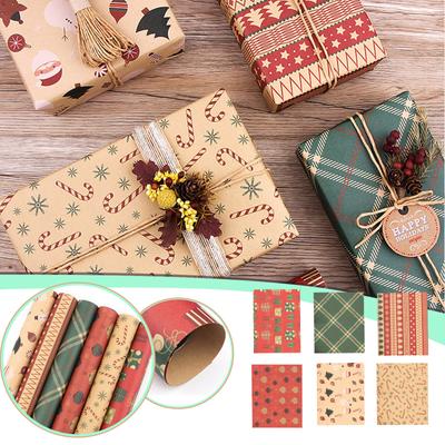 Christmas Wrapping Paper Christmas Elements Collection Single-Sided Wrapping Paper Plaid Barn-Moose And Other Patterns-70cmX50cm