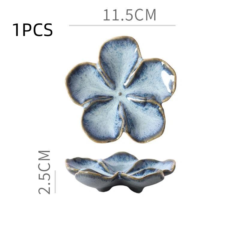 Vintage Ceramic Flower Shaped Craft Dish Multi-Color Dipping Sauce Small Bowl Creative Kitchen Gift