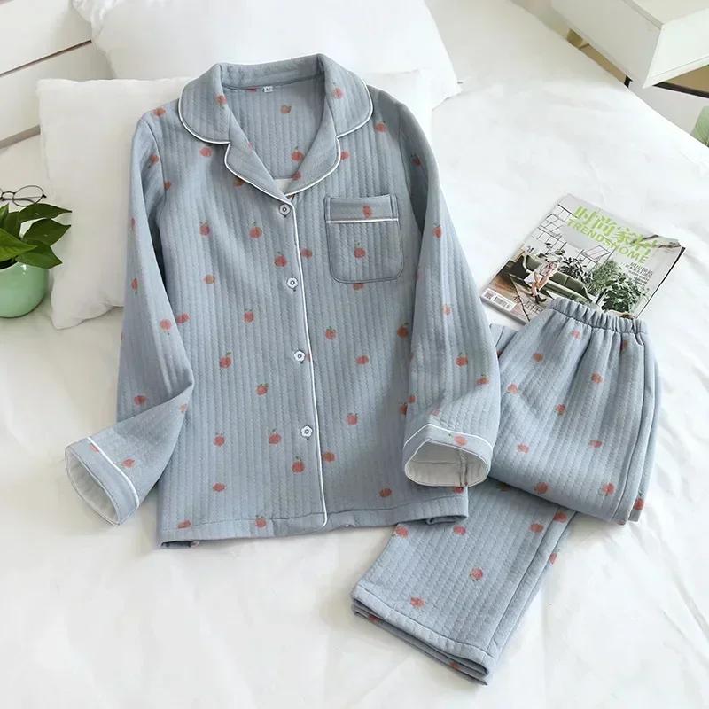 Japanese New Arrival Style Autumn and Wintertime Long-sleeved Trousers, Pure Cotton Air Cotton, Warm Ladies Pajamas, Home Service Sleepwear
