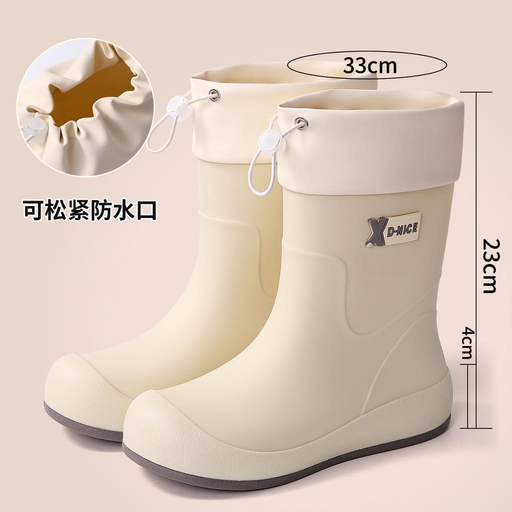 Simple khaki brown bundle waterproof women's boots exquisite rain boots urban commuting non-slip rubber shoes water shoes elastic short boots women