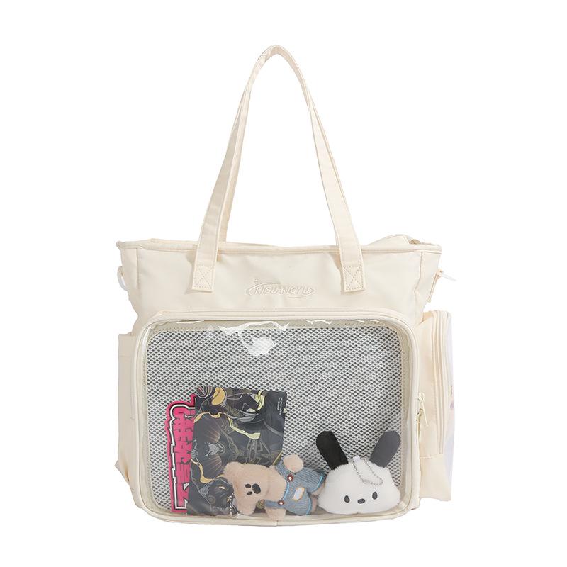 

Women s Transparent Canvas Ita Bag: Japanese Student Backpack & Shoulder/Crossbody Bag for Class & Badges