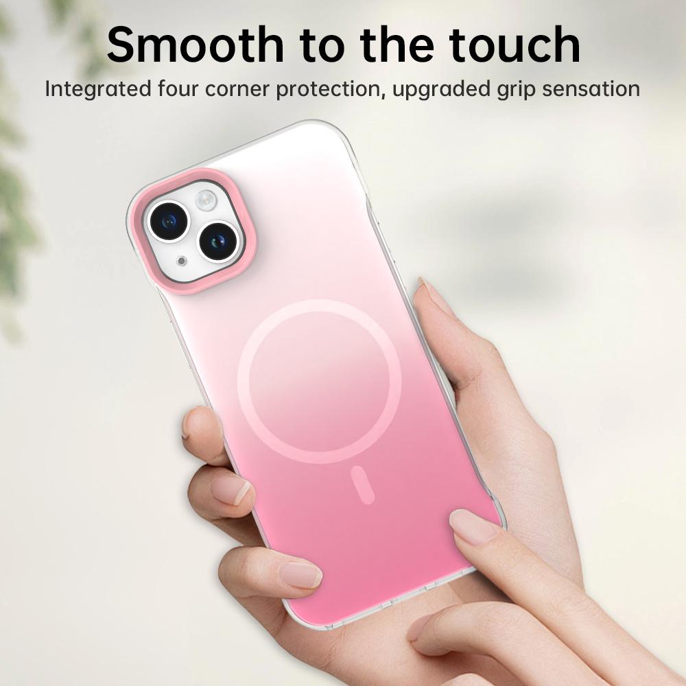 For iPhone 14/13 Magnetic Case Gradient Design Borderless IMD TPU+PC+PET Phone Cover