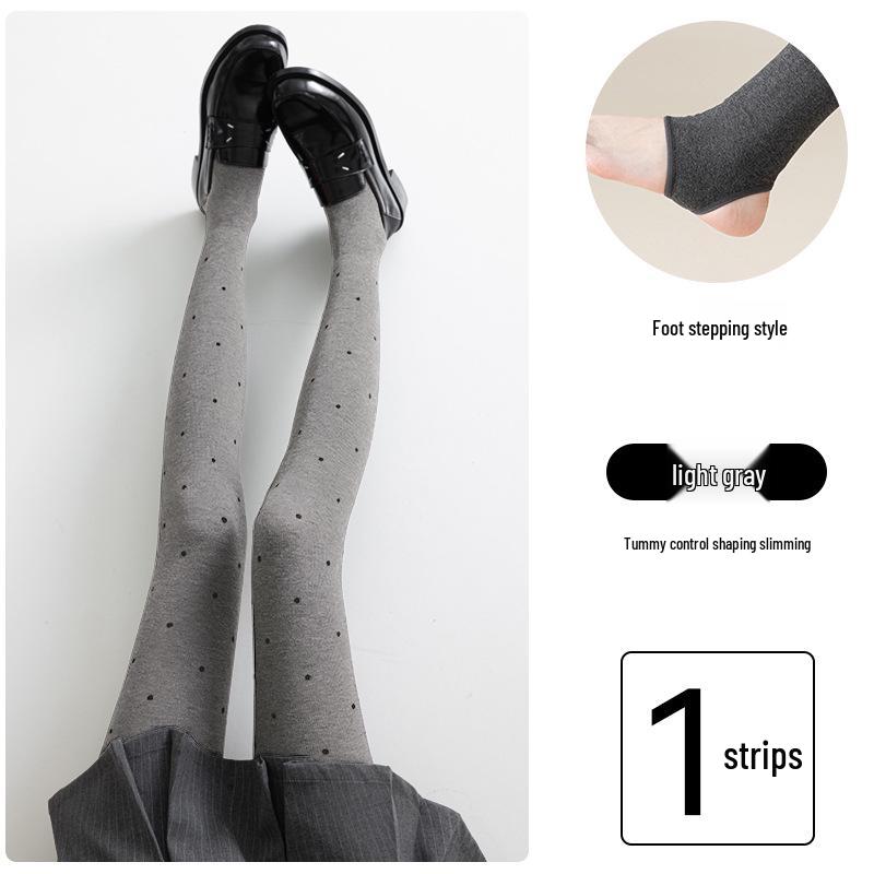 2025 New Style Gray Polka Dot Leggings - Women's Autumn/Winter Plush, Thick, Slimming Pantyhose