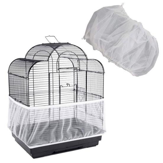 Birds Cage Seeds Cather Adjustable Airy Nylon Mesh Net Dustproof Birdcage Cover Skirt for Parrot Parakeet Macaw African Round Square Cages