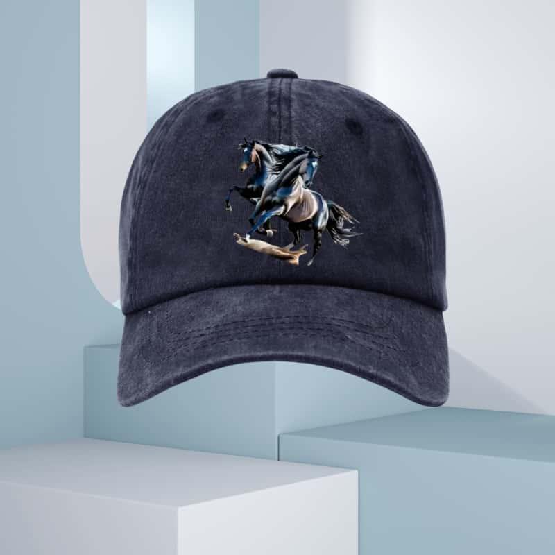 

Мужская бейсболка от солнца с принтом в виде двух лошадей, дышащая, подходит для повседневной и спортивной одежды