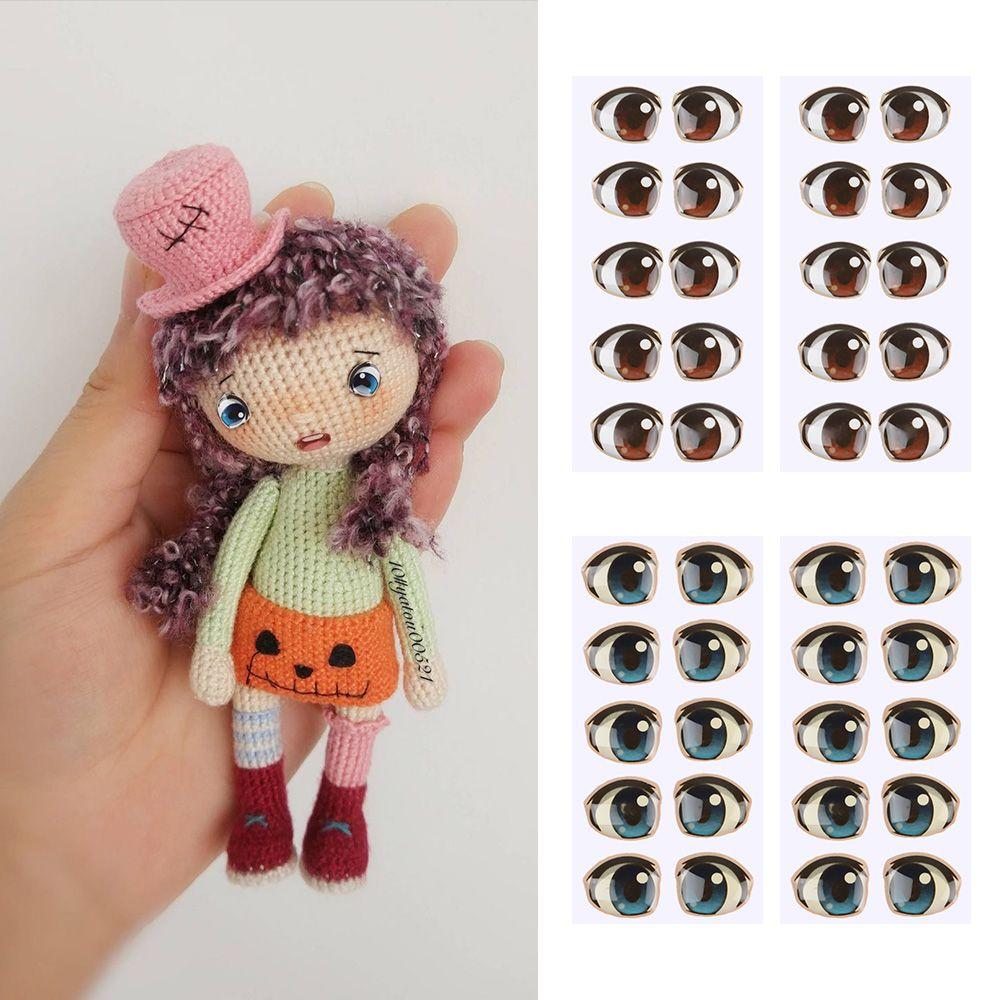 10 Pai Boy/Girl Glass Crystal Decals Anime Figurine Doll Face Organ Paster Eye Chips Paper Cartoon Eyes Stickers