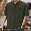 Summer new lapel button T-shirt men's retro washed heavy short-sleeved loose casual top men's