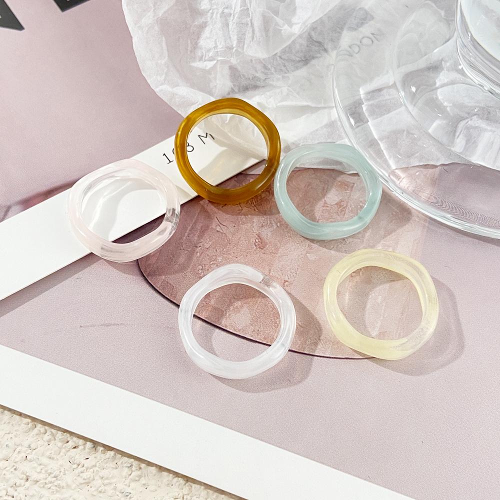 Anillo acrílico transparente de Color puro, tendencia de Color puro, anillo bonito de resina, joyería para mujer y niña