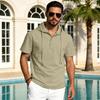 Men's Linen Short Sleeve T-Shirt Beach Casual Hooded Shirt Pure Color Shirt Comfortable Lightweight Breathable Summer Top