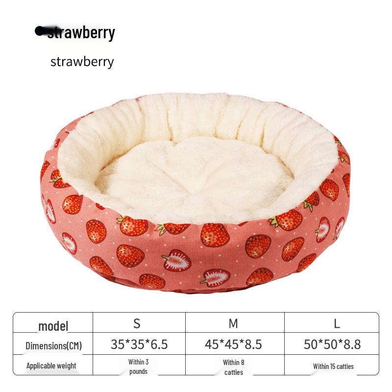 Cozy Cotton Linen Cat Bed - Warm, Easy-to-Clean, Printed Round Nest for Kittens