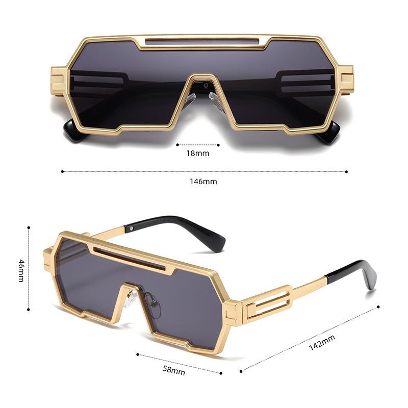 Men Women Punk Steampunk Sunglasses Vintage Luxury Brand Oversized Square Big Frame Shade Eyewear One-Piece