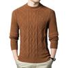 Winter Men's Wool Blend Jacquard Sweater: Thickened Long Sleeve, Half-High Collar, Fashion Casual for All Ages